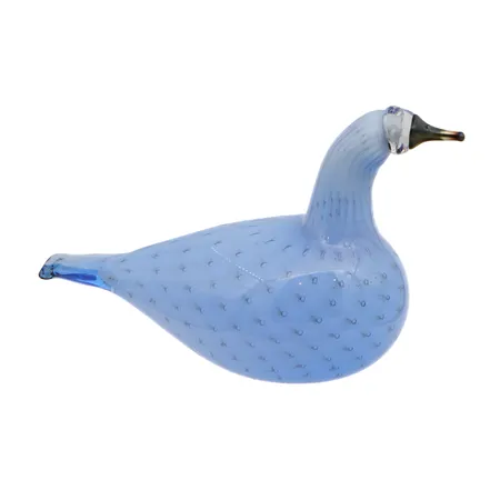 Lasilintu, Grey Grebe (Harmaa Uikku), sig, Oiva Toikka Nuutajärvi 27/200, vaaleansininen, mitat 130x220mm