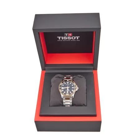 Teräsrannekello Tissot Seastar, quartz;paristo loppunut, ref: T120210A, rungon Ø35.5mm, teräsrannekkeen pituus 185mm, laatikko ja kuitti