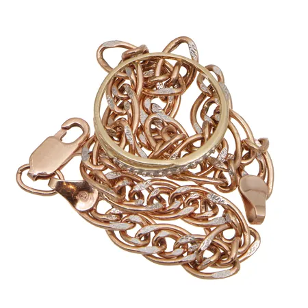 Viallinen timanttisormus 13xn.0.005ct ja viallinen ranneketju, 585,  Paino: 6 g