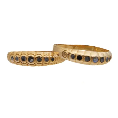 kaksi kivisormusta, rungot vääntyneet, 875br, Paino: 1,5 g