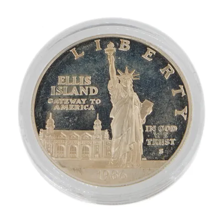 Hopearaha, 1 Dollari, USA, 1986, Ellis Island, 900, Paino: 26,7 g
