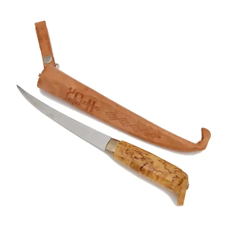 Fileerausveitsi, Lapin Puukko - Finland, kaiverrettu, pituus 225mm, nahkatuppi