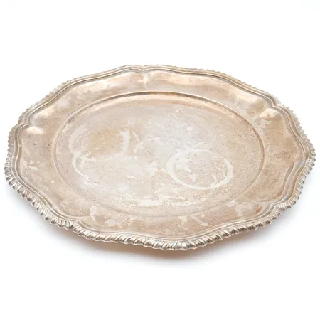 Tarjoilulautanen, Ø 31cm, käytön jälkiä, Tanska, 925, Paino: 584,6 g