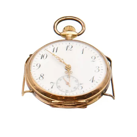 Viallinen kultataskukello, kaiverrettu, Ø34mm, välikuori metallia, 585br, Paino: 27,9 g