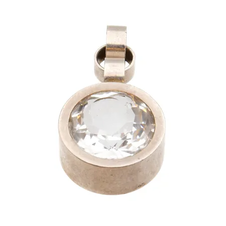 Vuorikristalliriipus, korkeus 40mm, kiven istutus hieman löystynyt, design Elis Kauppi, Kupittaan Kulta, vuodelta 1965, 916br,  Paino: 12,3 g