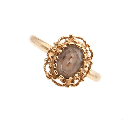 Kivisormus, koko 17¾, kiven istutus löystynyt, 585br,  Paino: 2,2 g