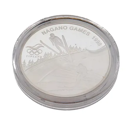 Hopearaha, 10 Euroa, Suomi, Nagano Games, 1998, 925, Paino: 24,9 g