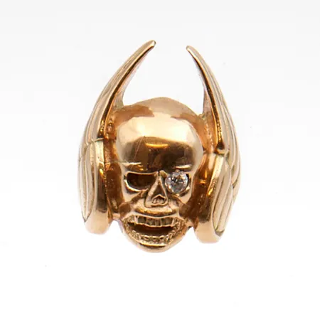 Pääkallosormus timantilla 1xn.0.18ct, koko 20, pieniä käytön jälkiä, 585, Paino: 36,7 g