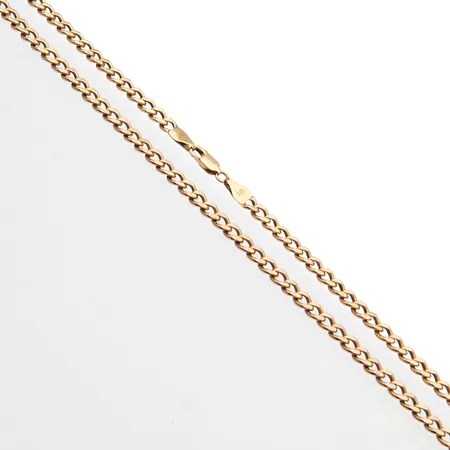 Panssarikaulaketju, pituus 47cm, leveys 4mm, ontto, käytöstä aiheutunutta kulumaa, 585, Paino: 10,1 g