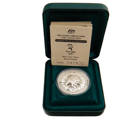 Hopearaha, 5 Dollaria, Australia 2000, Sydney Olympic, 999, Paino: 31,6 g