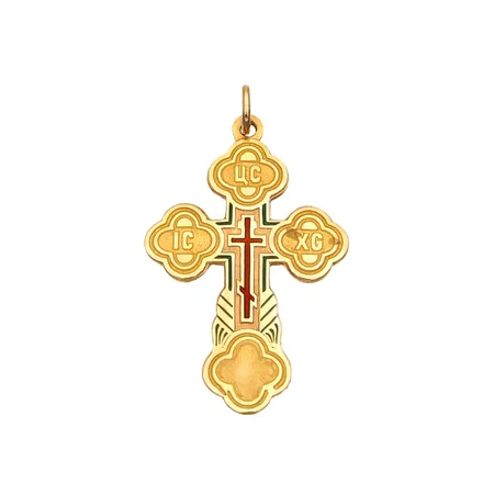 Ortodoksiristiriipus emaloinnilla, korkeus 35mm, Merkkikeskus Sorsa Oy, 585,  Paino: 3,1 g