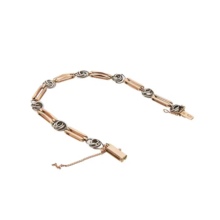 Viallinen rannekoru, välipalat metallia, 585br, Paino: 12,2 g