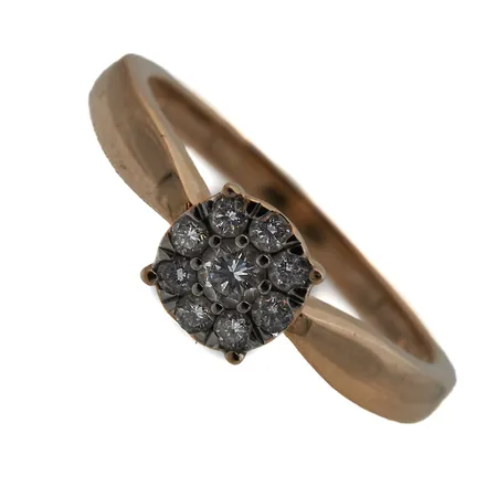 Timanttisormus 1xn.0.10ct 8xn.0.02ct, koko 17¼, Kultajousi Oy, 585, Paino: 3 g