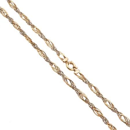 Kaulaketju, pituus 47cm, leveys 7mm, kelta- ja valkokulta, 585, Paino: 10 g