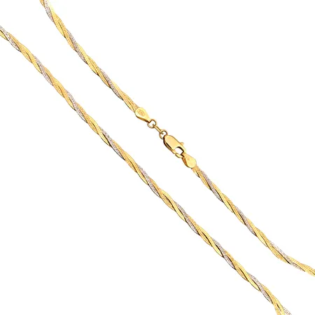 Kaulaketju, pituus 45cm, leveys 2mm, 585 kelta- ja valkokultaa, Paino: 4,3 g