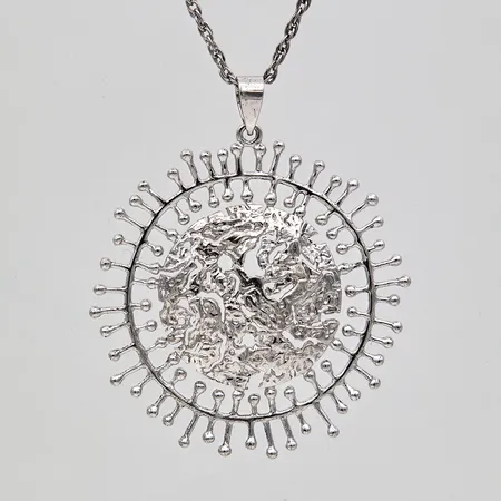 Kaulakoru, Tapio Wirkkala, Täysikuu, pituus 45cm, riipuksen Ø 48mm, Kultakeskus, rasia, 830, Paino: 12,8 g