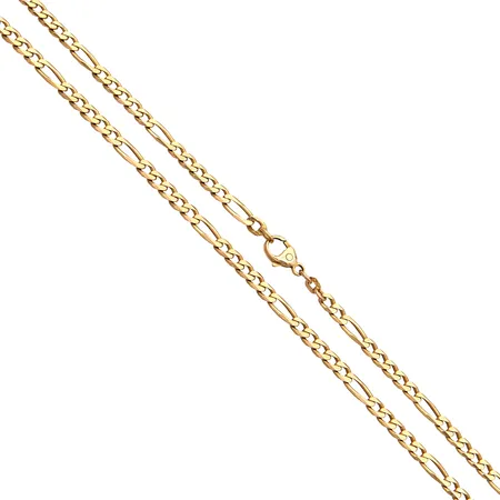 Figaro-kaulaketju, pituus 49cm, leveys 4mm, pieniä käytön jälkiä, 585, Paino: 20,8 g