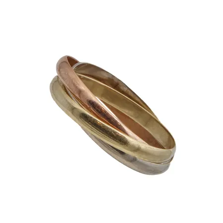 Kolmiosoianen sormus, koko 17, 585 kelta- valko ja punakulta,  Paino: 2,5 g