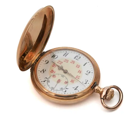 Kultataskukello, välikuori metallia, kaiverrettu, Ø 51mm, 585br, Paino: 94,5 g