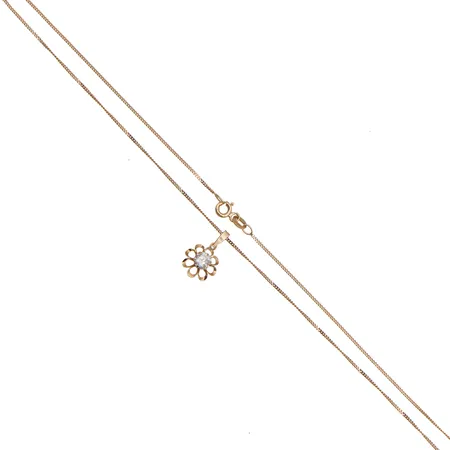 Kivikaulakoru, riipuksen korkeus 18mm, ketjun pituus 42cm, 585br, Paino: 2,1 g