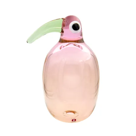 Lasilintu Iittala, Ippy the Hippie, Birds By Penttinen (2008), mitat 190x135mm, design Anu Penttinen, laserkaiverrus, väri ruusuoliivi.
