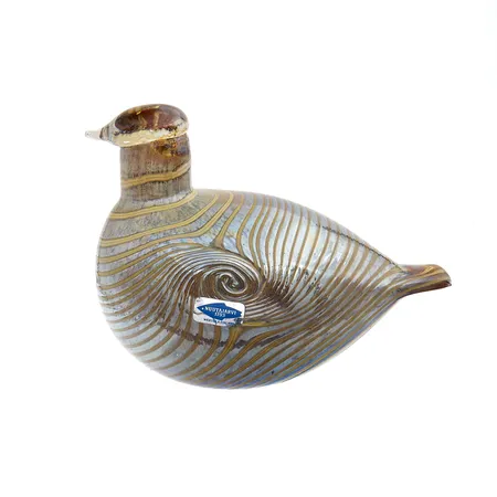 Lasilintu, Alli, korkeus 125mm, pituus 170mm, signeeraus Oiva Toikka Nuutajärvi.