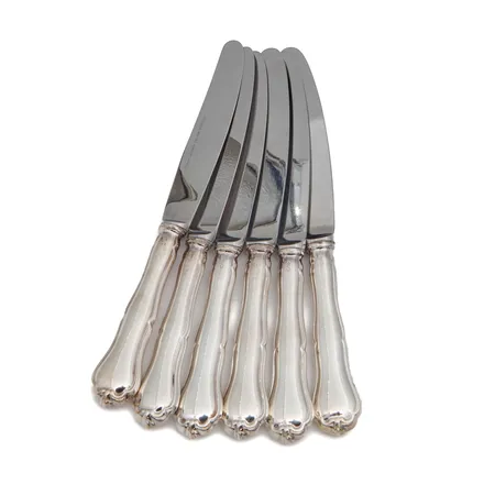 Kuusi ruokaveistä, Chippendale, pituus 207mm, kaiverrettu, 830br,  Paino: 405,4 g