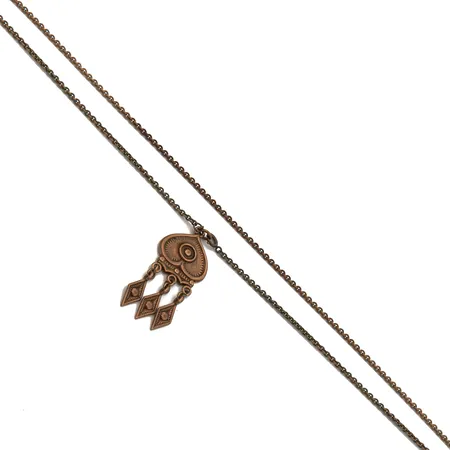 Kaulakoru Kalevala, Herttalehti, pituus 71cm, paljon käytön jälkiä, pronssia