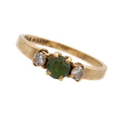 Kivisormus timanteilla 2xn.0.08ct, koko 17, keskikivessä kulumaa, 375br, Paino: 2,2 g