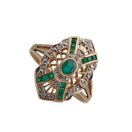 Kivisormus timanteilla 12xn.0.005ct, koko 19½, 585br,  Paino: 4,9 g