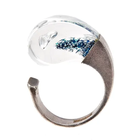 Sormus, Mikronit, Lapponia, design Björn Weckström, koko muunneltavissa, vuodelta 1974, 925br, Paino: 9,7 g