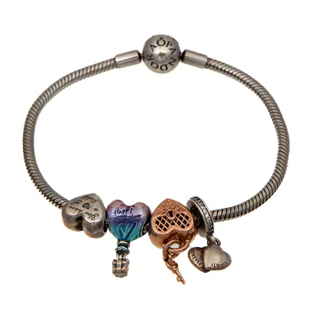 Pandora-rannekoru, neljä helaa, pituus 190mm, rasia, 925, Paino: 25,2 g