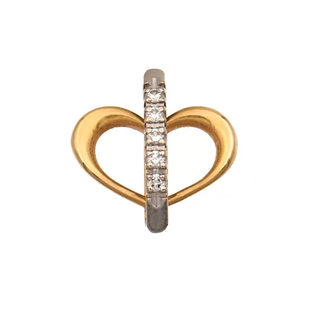 Sydän-riipus timanteilla 5xn.0.01ct, korkeus 15mm, leveys 15mm, tekijänleima AT (Tillander Oy Ab), 750, Paino: 2,2 g
