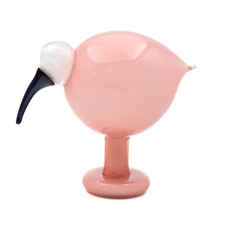 Lasilintu Iittala, Ibis, lohenpunainen, koko 205x165mm, signeeraus O. Toikka Iittala, uudenveroinen, laatikko, Ei lähetetä