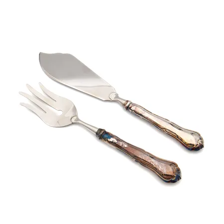 Kakkuatrain ja -veitsi, Chippendale, pituus 215-245mm, kaiverrettu, 830br, Paino: 124,6 g