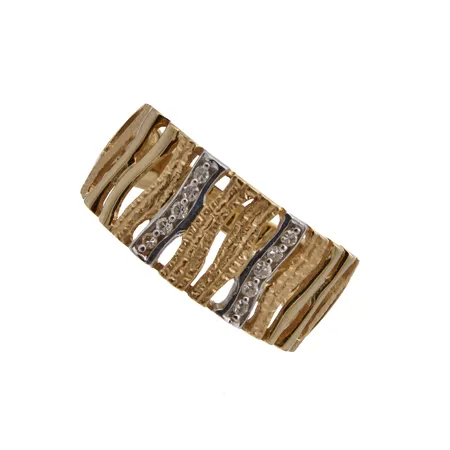 Timanttisormus 10xn.0.005ct, koko 19, 750 kelta- ja valkokulta,  Paino: 5,1 g