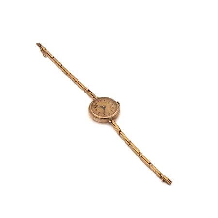 Viallinen kultarannekello, hihna 750 kultaa, 585br, Paino: 17,3 g