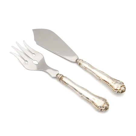 Kakkuottimet, Chippendale, kaiverrettu, pituus 220-235mm, 830br, Paino: 130,2 g