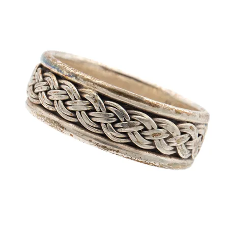 Kuvioitu sormus, koko 21¾, leveys 8,5mm, 925, Paino: 9,2 g