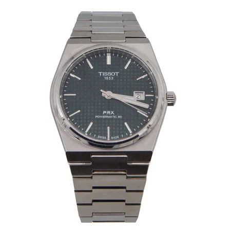 Teräsrannekello Tissot PRX Powermatic 80, automaatti, rungon Ø 40mm, teräsrannekkeen pituus 200mm, rennekkeessa käytön jälkiä