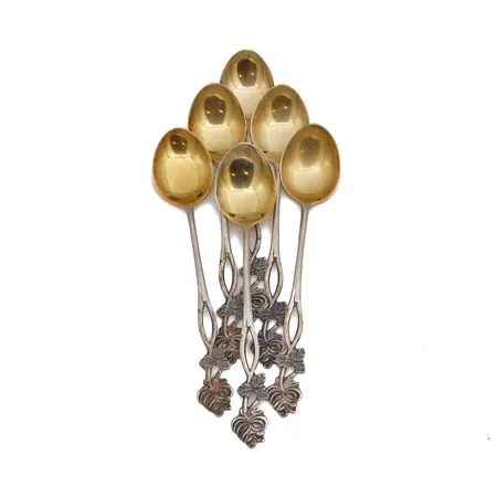 Kuusi kahvilusikkaa, Ruusu, pituus 120mm, 830, Paino: 47,3 g