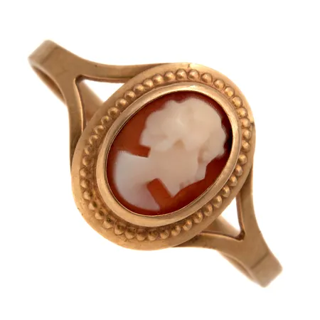 Camee-sormus, koko 17¾, 585br, Paino: 1 g