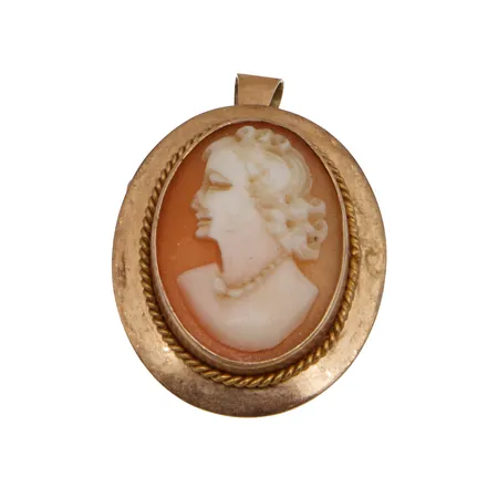 Camee-rintaneula riipuslenkillä, korkeus 25mm, 585br, Paino: 3 g