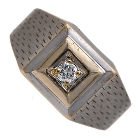 Timanttisormus 1xn.0.10ct, koko 18¾, 750 kelta- ja valkokulta, Paino: 7,3 g