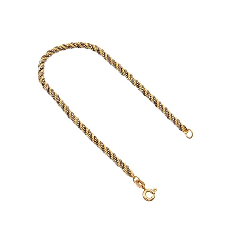 Cordell-ranneketju, pituus 185mm, leveys 2mm, pieniä käytön jälkiä, 585 kelta- ja valkokultaa, Paino: 4,7 g
