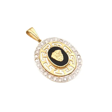 Viallinen kiviriipus, 585br kelta-ja valkokultaa, Paino: 9,3 g