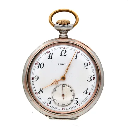 Hopea taskukello Zenith Prima, 17-kivinen, 2602657, käytöstä aiheutunutta kulumaa, Ø 55mm, 800br,  Paino: 99 g