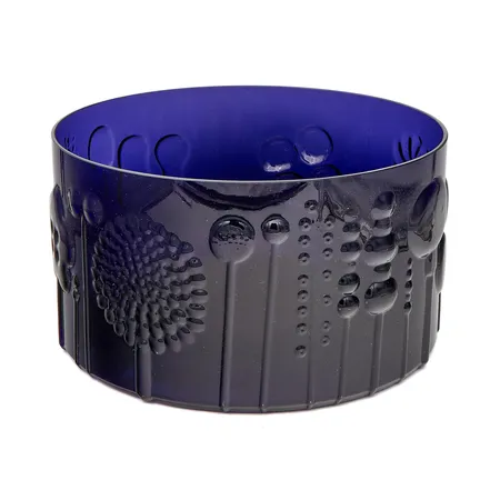 Kulho Iittala, Flora, Oiva Toikka, korkeus 130mm, Ø 240mm, violetti, käytöstä aiheutunutta kulumaa. 