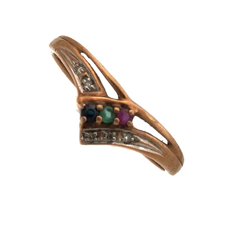 Kivisormus timanteilla 5xn.0.005ct, koko 18, 585br,  Paino: 1,6 g