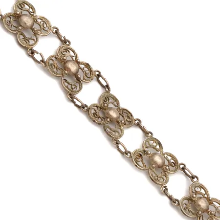 Filigraani-rannekoru, pituus 180mm, leveys 20mm, pieniä käytön jälkiä, 800,  Paino: 11,9 g